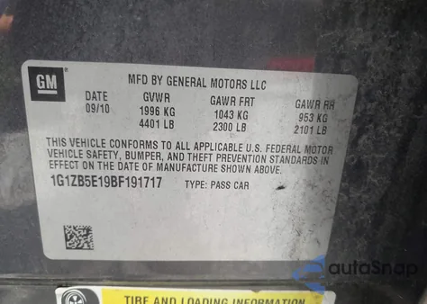 2011 Chevrolet Malibu Ls from USA, damaged, VIN 1G1ZB5E19BF191717